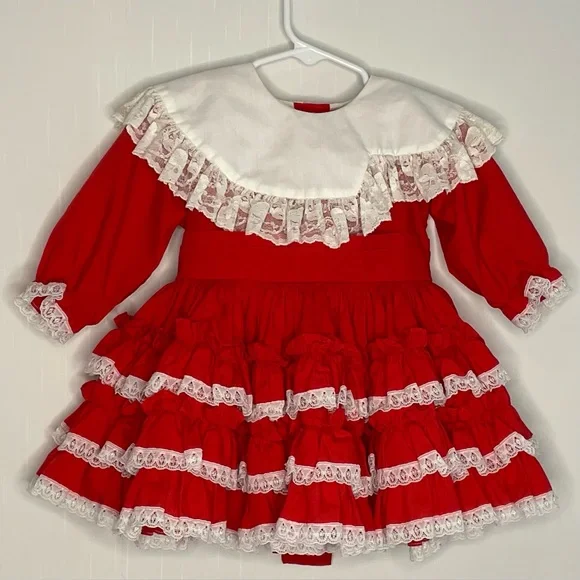 Kids Avenue Full Circle Pageant Party Dress Tiered Ruffle Lace VTG USA Size 2 - Picture 1 of 16